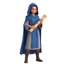 Medieval Cleric Character Icon - Hooded Priest with Scroll