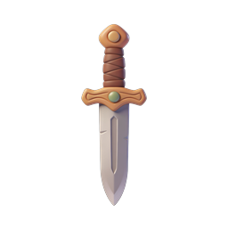 Medieval Fantasy Dagger Icon - 3D Clay Style