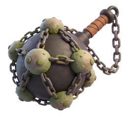 Icône 3D arme fléau médiéval - boule à chaîne épineuse
