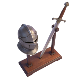 Medieval Knight Helmet and Sword Display Icon