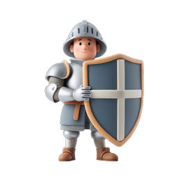 Medieval Knight Character Icon with Shield - 3D Clay Style