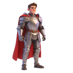 3D Medieval Knight Warrior with Red Cape Illustration