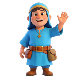 Icône 3D de personnage de marchand médiéval - Marchand amical