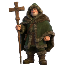 Medieval Monk Pilgrim 3D Character Icon with Wooden Cross