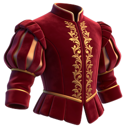 Medieval Red Velvet Doublet with Gold Embroidery Icon