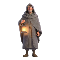 Medieval Traveler with Lantern - 3D Character Icon