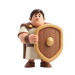 Medieval Warrior Shield Guardian 3D Character Icon