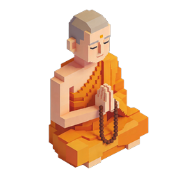 Biểu tượng voxel 3D nhà sư Phật giáo thiền định
