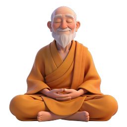 Meditating Monk Character 3D Icon | Peaceful Sage