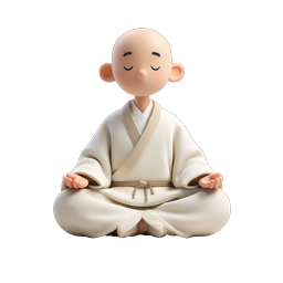 Meditating Monk 3D Character Icon - Peaceful Zen