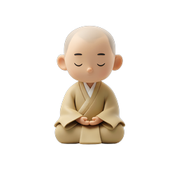 Meditating Monk Character Icon - Peaceful 3D Illustration