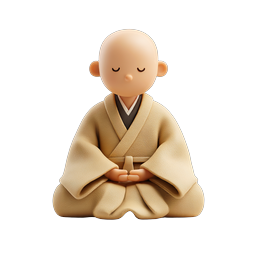 Meditating Monk Icon - Peaceful Buddhist 3D Character
