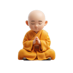 Meditating Monk Icon - Peaceful Buddhist 3D Character