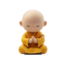 Biểu tượng nhà sư ngồi thiền - nhân vật tâm linh 3D
