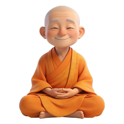 Biểu tượng nhà sư thiền định 3D - nhân vật tâm linh thanh bình