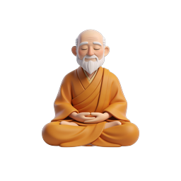 Meditating Monk Icon - 3D Zen Character for Wellness Apps