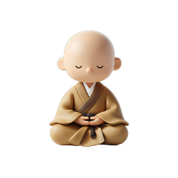 Meditating Monk Icon - 3D Clay Style Spiritual Character
