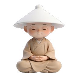 Meditating Monk 3D Icon - Peaceful Zen Character