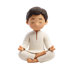 Meditation Boy 3D Icon - Peaceful Yoga Character