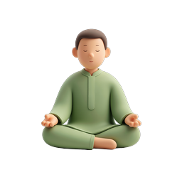 Meditation Character Icon - 3D Clay Style