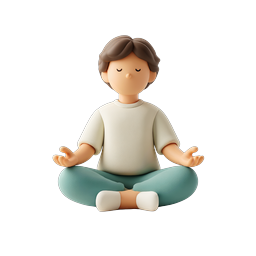 Meditation Character Icon - 3D Clay Style