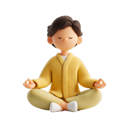 Meditation Character Icon - Clay Style 3D Wellness Design