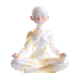 Glowing Meditation Figure Icon - 3D Lotus Pose