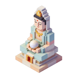 Isometric Meditation Guru Icon with Crystal Orb