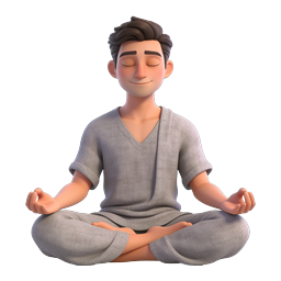 Peaceful Meditation Man 3D Icon for Wellness Apps