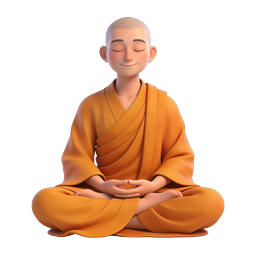 Icône de personnage moine méditant 3D – figure bouddhiste paisible