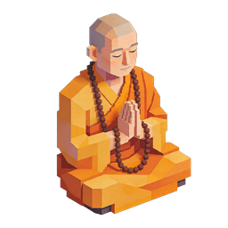 ไอคอนพระสงฆ์นั่งสมาธิ - รูปปั้นพระพุทธศาสนาแบบ Low-Poly