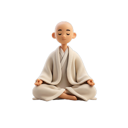 Meditation Monk Icon - Peaceful 3D Character Illustration
