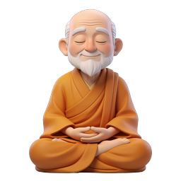 Meditation Monk 3D Icon - Peaceful Buddhist Character