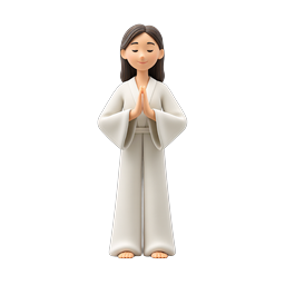 Peaceful Meditation Woman 3D Icon - Namaste Pose