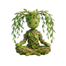 Cute Meditation Tree Spirit 3D Icon - Zen Character