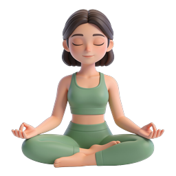 Peaceful Woman Meditating in Lotus Pose 3D Icon