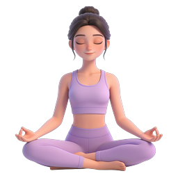 Meditation Yoga Woman 3D Icon - Wellness Character