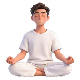 3D Meditation Yoga Zen Character Icon for Wellness Apps