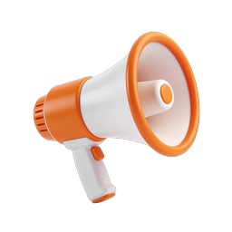 Orange Megaphone 3D Icon for Marketing & Announcements