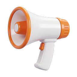 3D Realistic Megaphone Icon - Orange & White