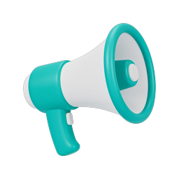 3D Megaphone Icon - Teal & White Loudspeaker Graphic