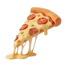 とろけるチーズのピザスライスアイコン - 3Dフードイラストレーション
