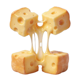 Melted Swiss Cheese Block Icon - 3D Food Illustration