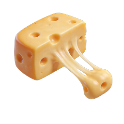 Melted Swiss Cheese Block Icon - 3D Dairy Food Graphic