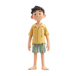 3D Melting Boy Character Icon - Playful Cartoon Avatar