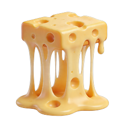 Melting Swiss Cheese Block 3D Icon | Dairy Food Illustration