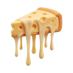 Melting Cheese Icon - 3D Dripping Swiss Cheese Slice