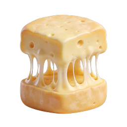 Melting Swiss Cheese 3D Icon - Dairy Food Graphic