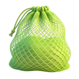 Eco-Friendly Green Mesh Produce Bag Icon - 3D Render