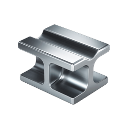 Metal Beam Icon - Polished Steel Structure 3D Render
